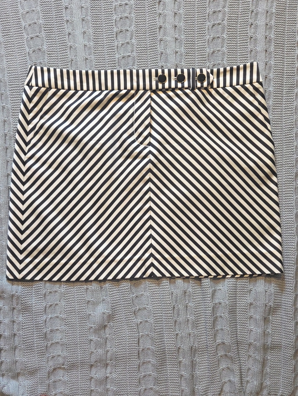 J CREW‎ Black & White Striped Chevron Mini Skirt Cotton Stretch Size 12